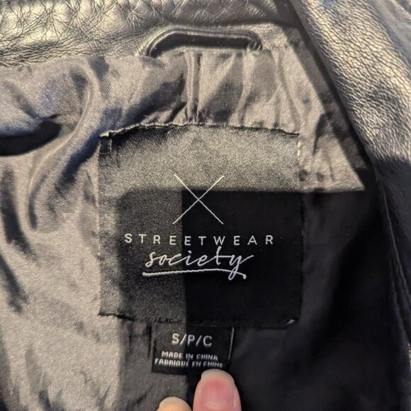 Black Faux Leather Biker Jacket - Small - Picture 3 of 3